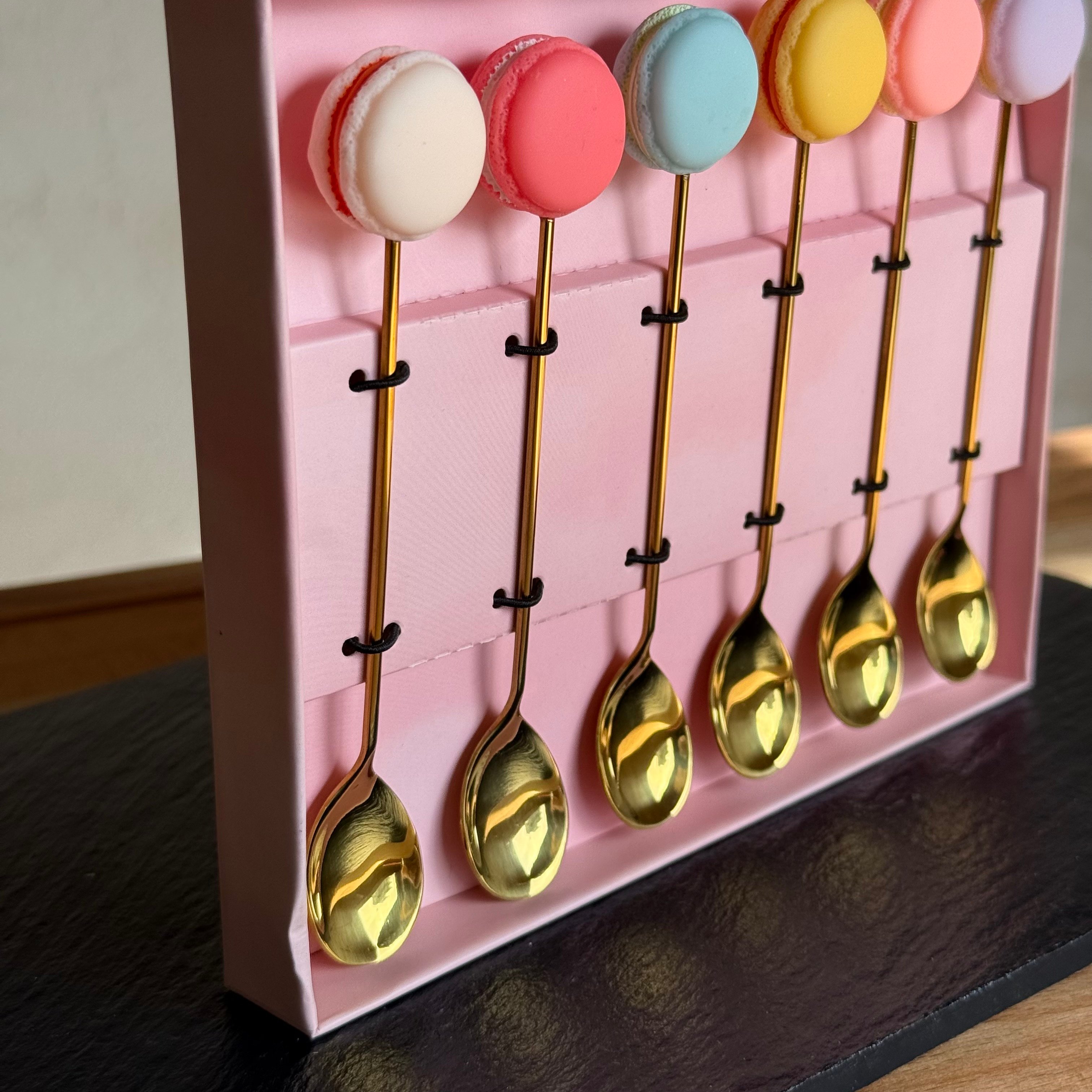 Makaron 6 Lı Tatlı Kaşık Seti Gold 14 cm 