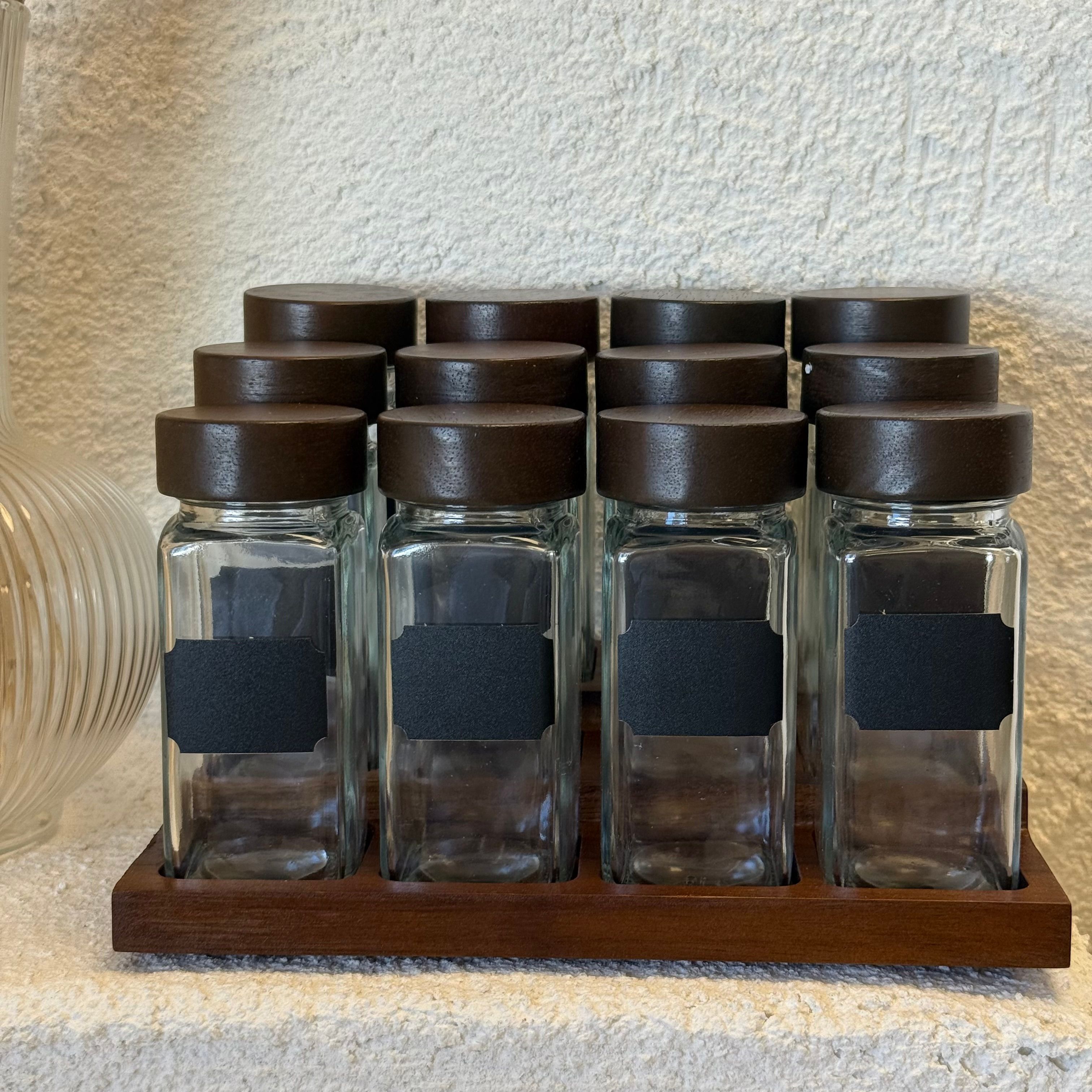 Spice Ahşap Standlı 12 li Cam Baharatlık Seti 120 ml 
