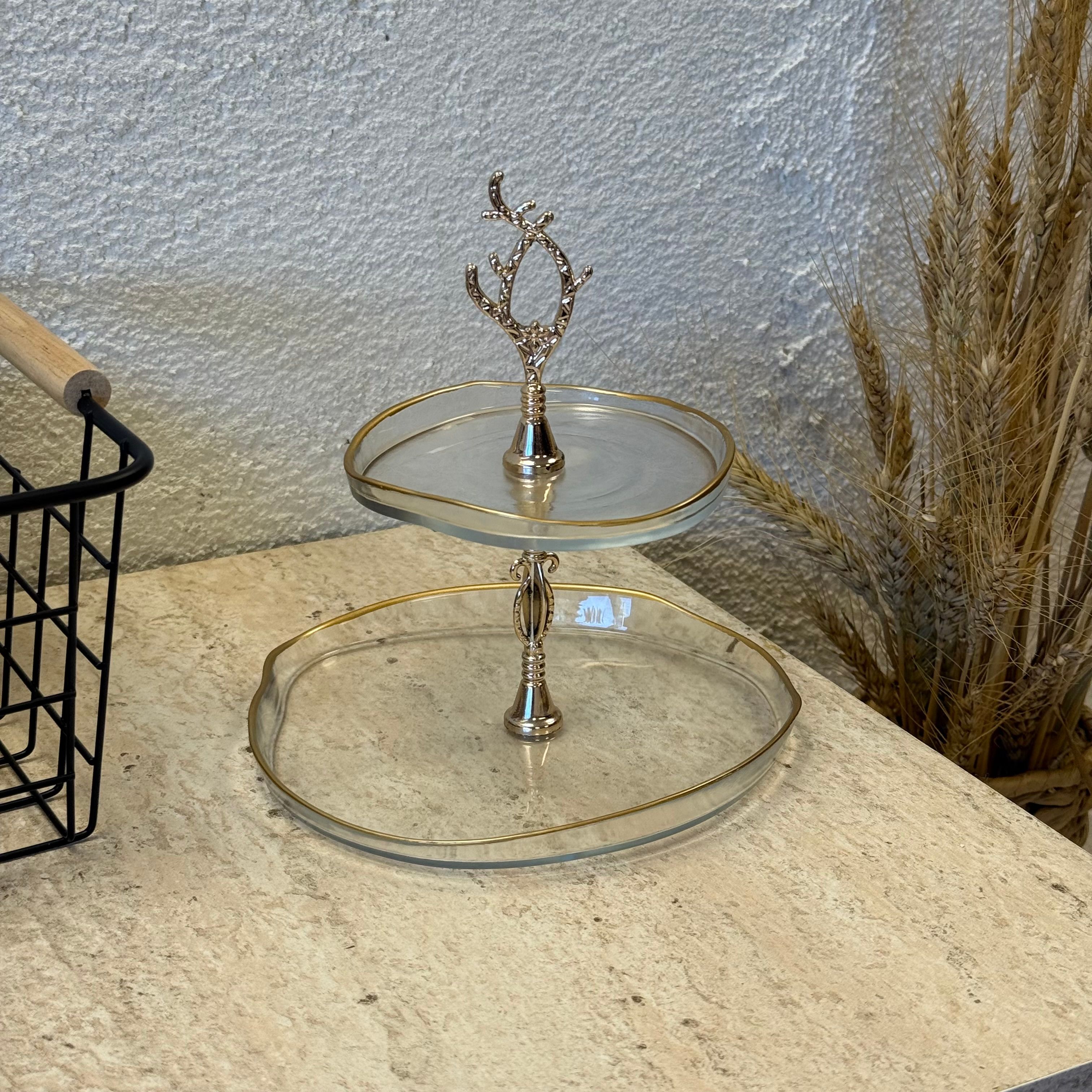 Glasscom İki Katlı Kurabiyelik 20 cm 