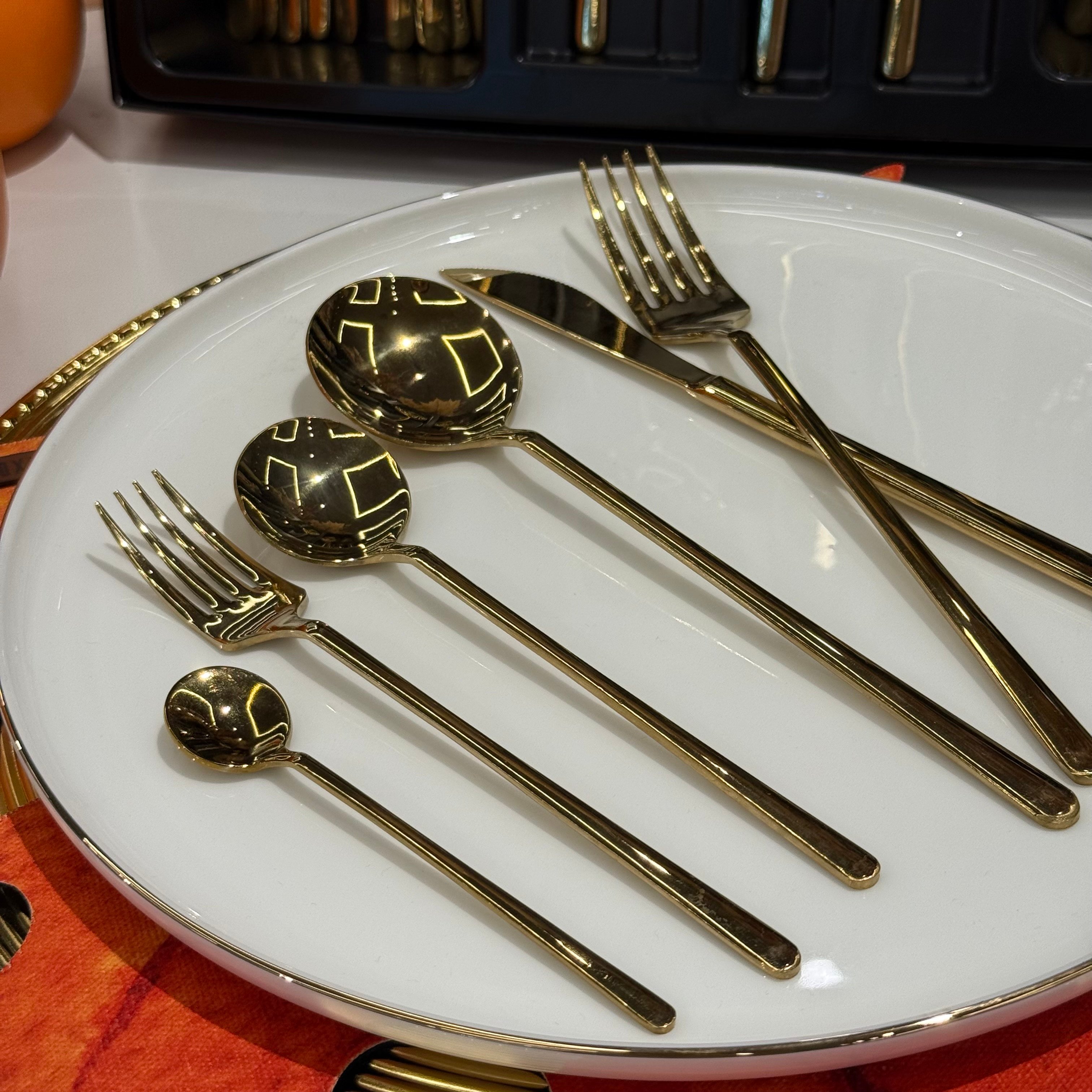 Arow Çatal Kaşık Bıçak Seti 6 Kişilik 36 Parça Gold 