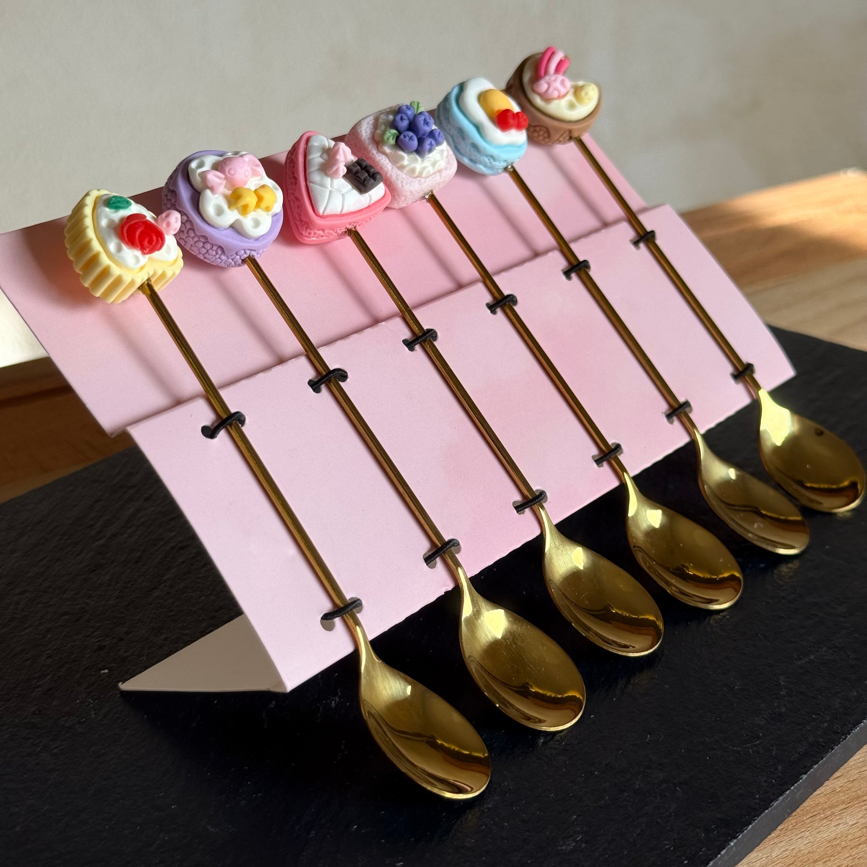 Pasta Figürlü 6 Lı Tatlı Kaşık Gold 14 cm