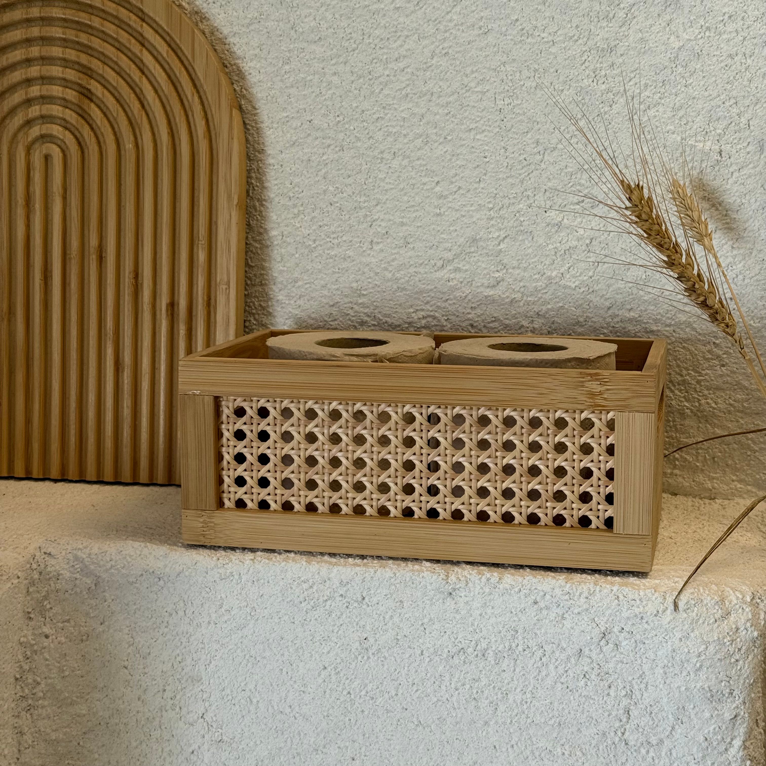 Dikdörtgen Bambu-Rattan Organizer 25x15x10 cm 