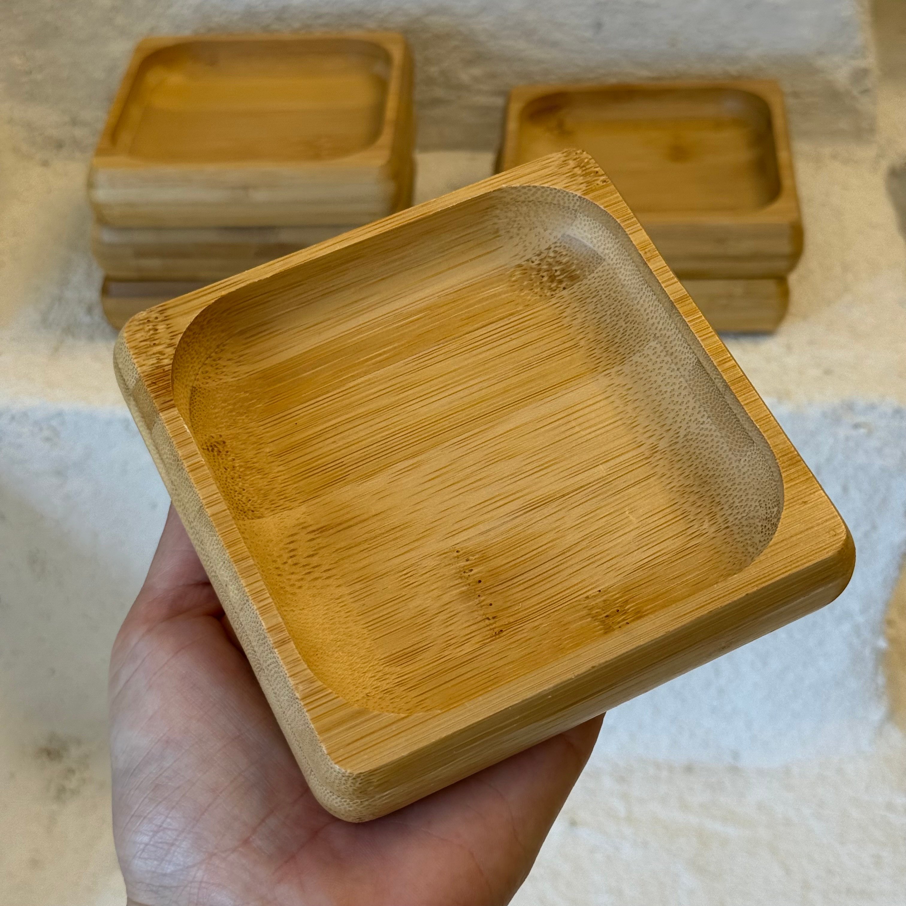  Eva Bambu Kare Çerezlik Kahvaltılık Seti 12x12x2,5 cm 6 adet (SÜPER FİYAT)