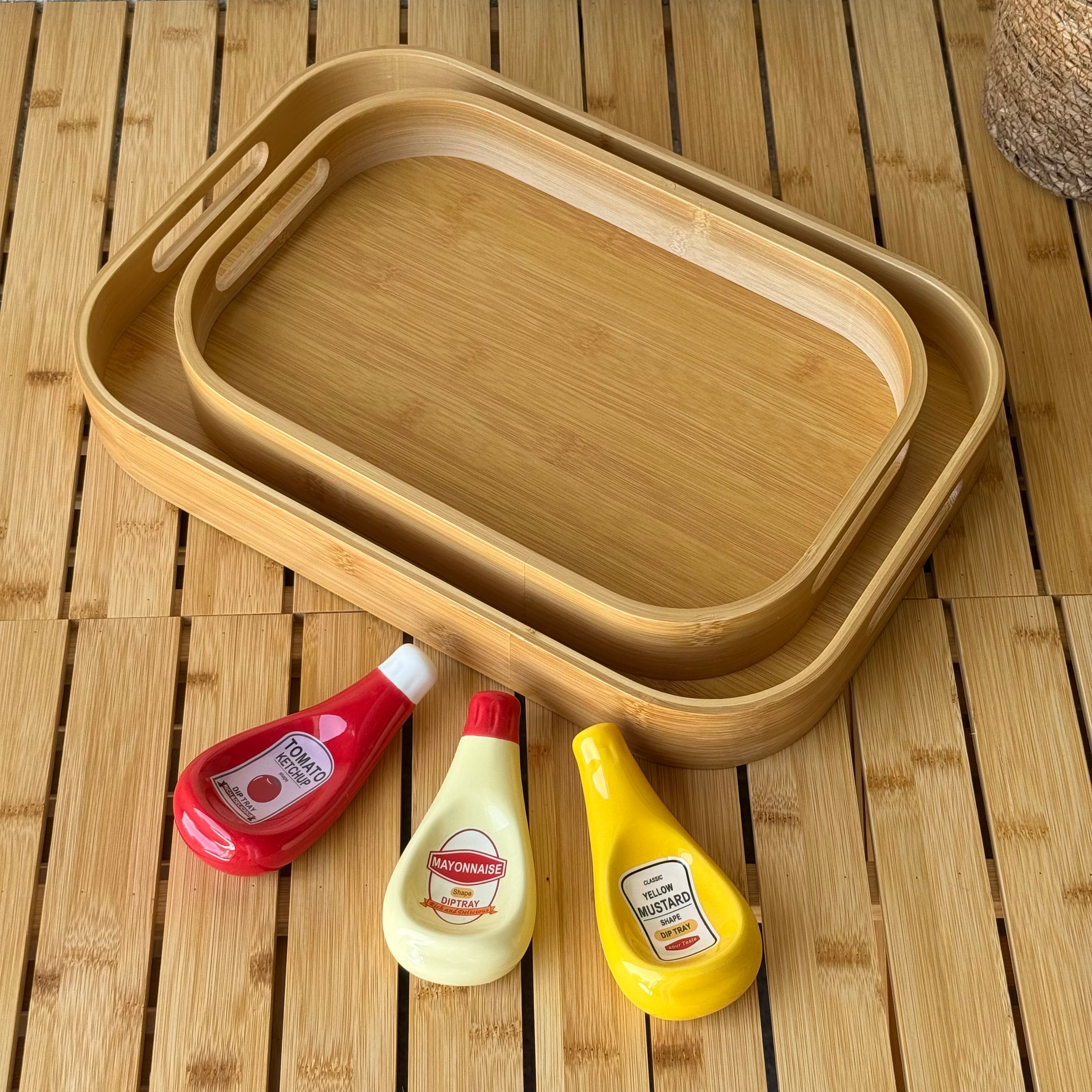 Alp İkili Bambu Tepsi Alana 3 lü Sosluk Hediye 