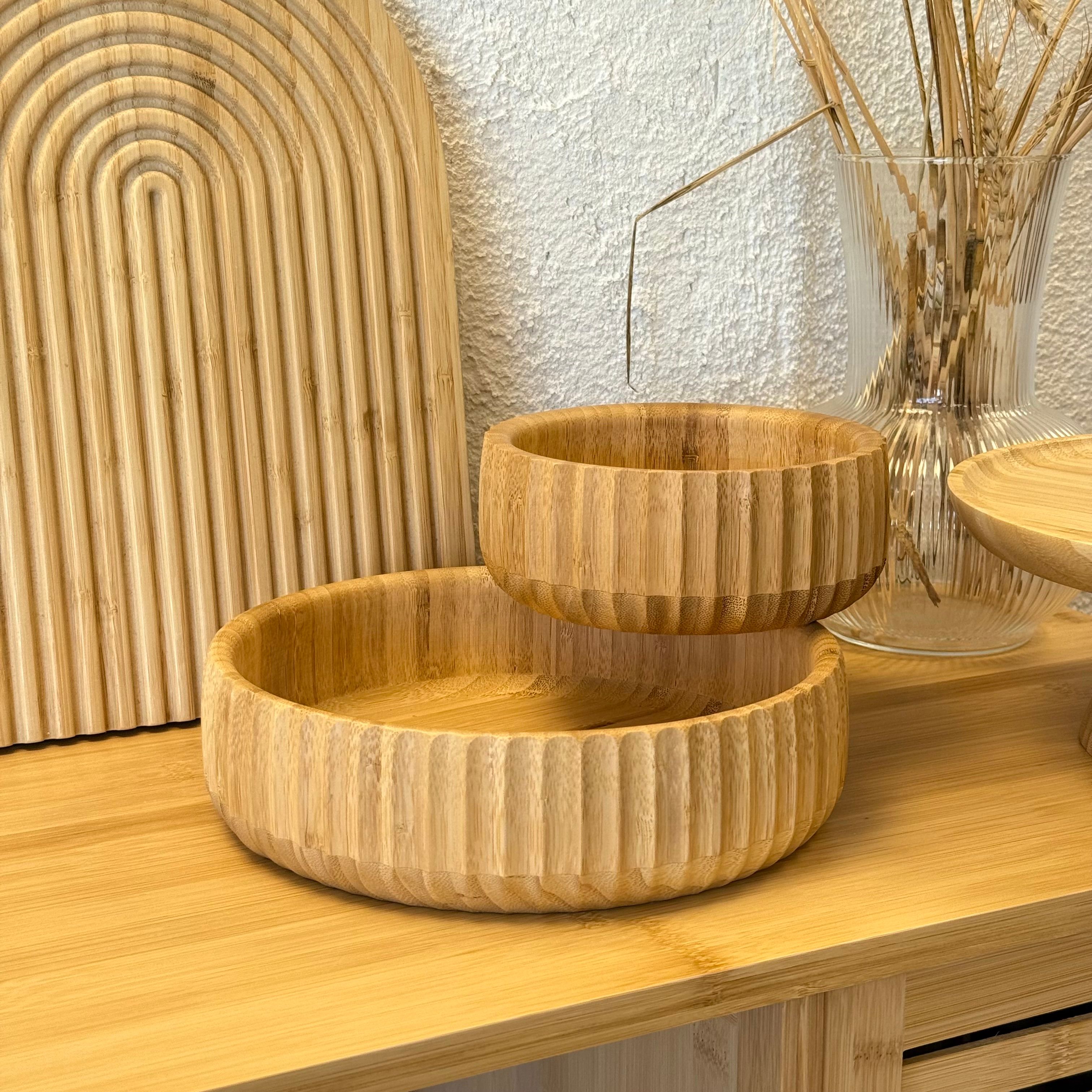 Bambu Yuvarlak İki Boy Oyuk Kase Seti 22 cm, 15 cm ( İYİ FİYAT)