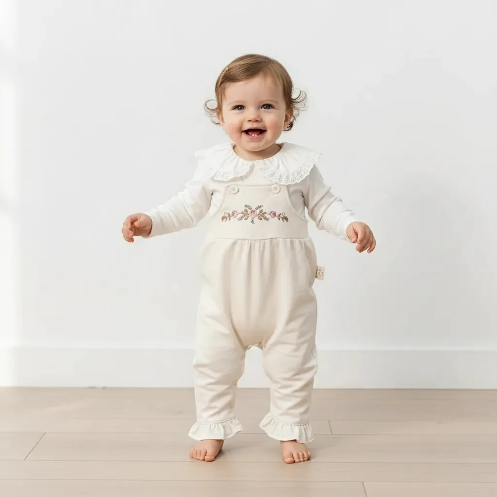 2 li Fisto Yakalı Salopet Takım  - Krem