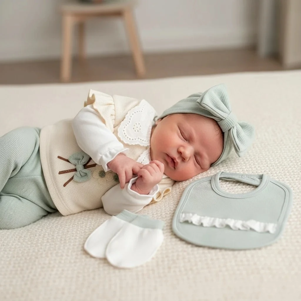 Dantel Yakalı 5 li Hastane Çıkışı - Mint Yeşili