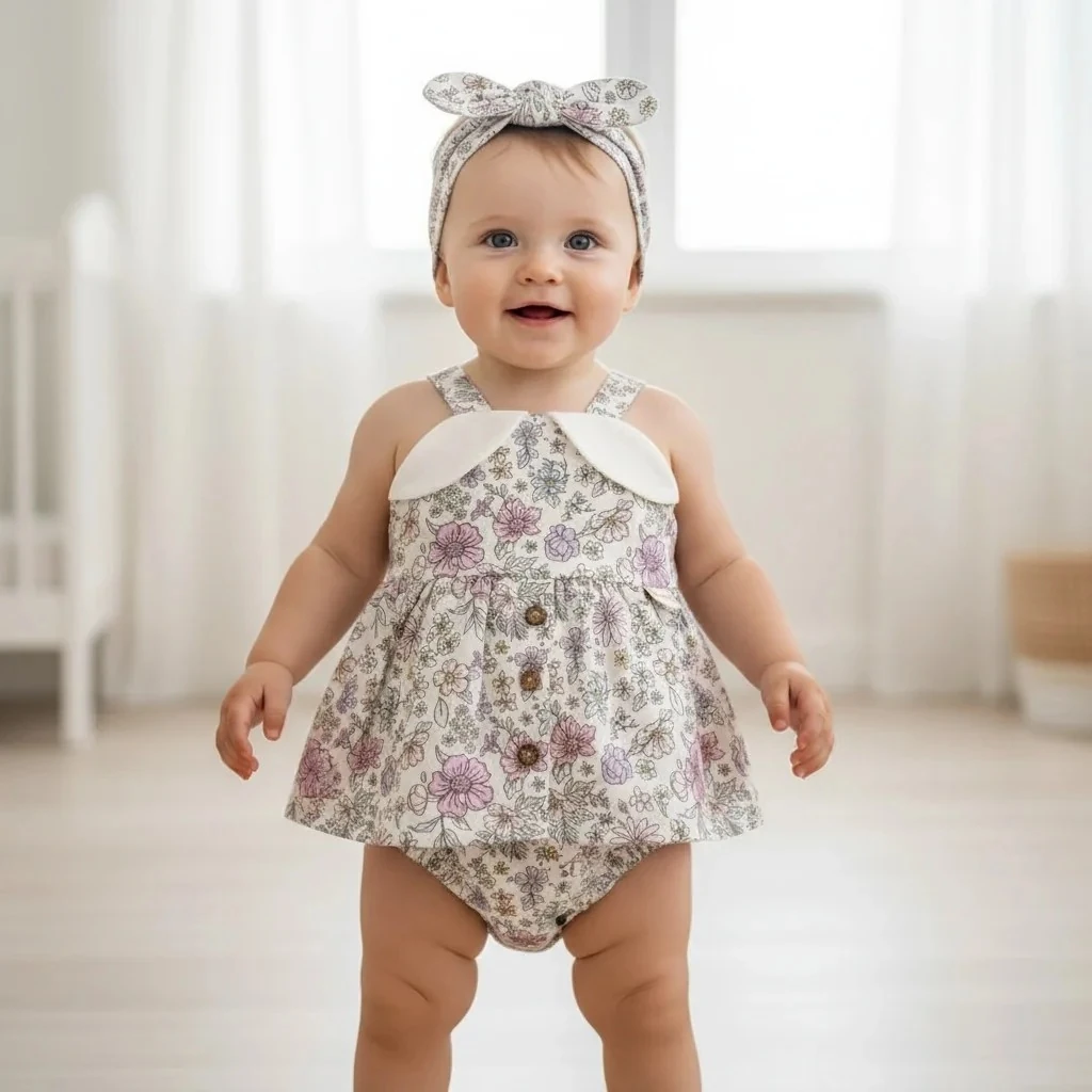 Bandanalı Çiçekli Elbise