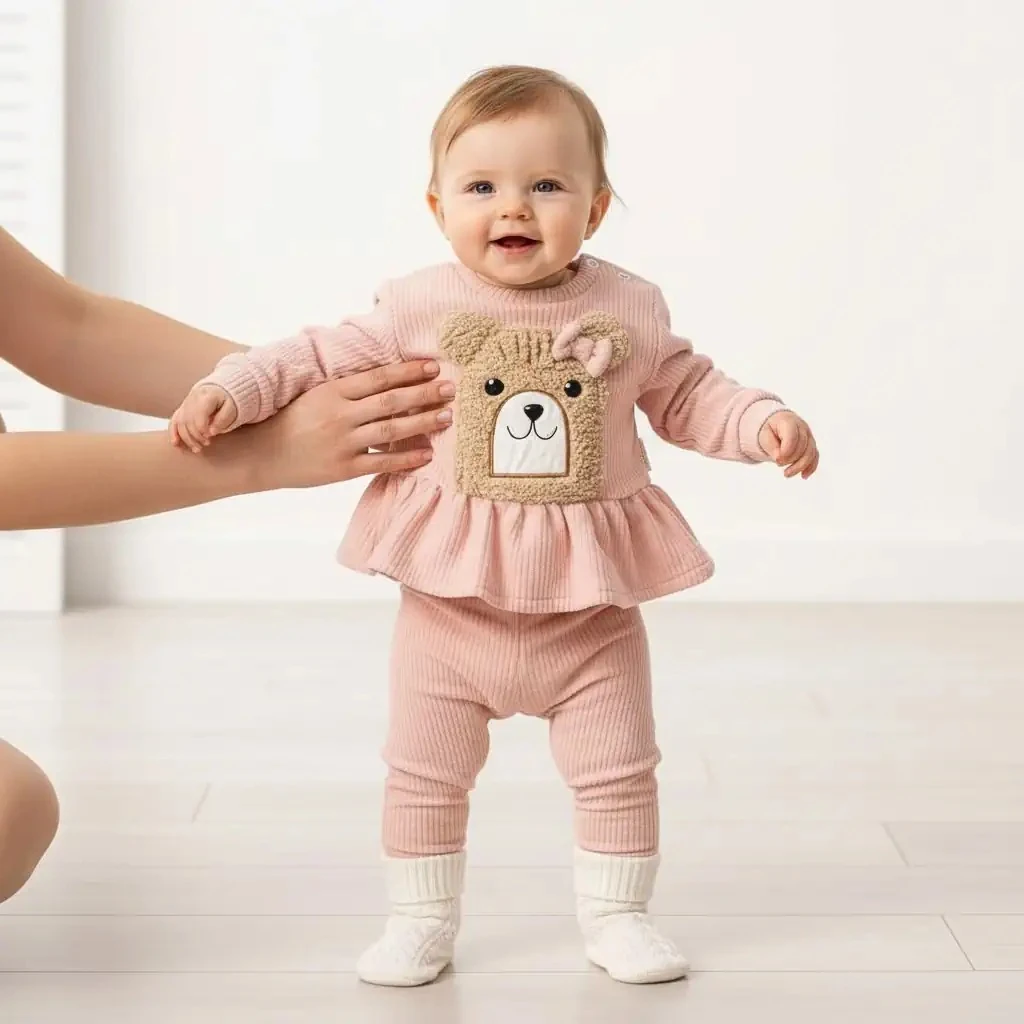 Kadife 2 li Takım - Pudra