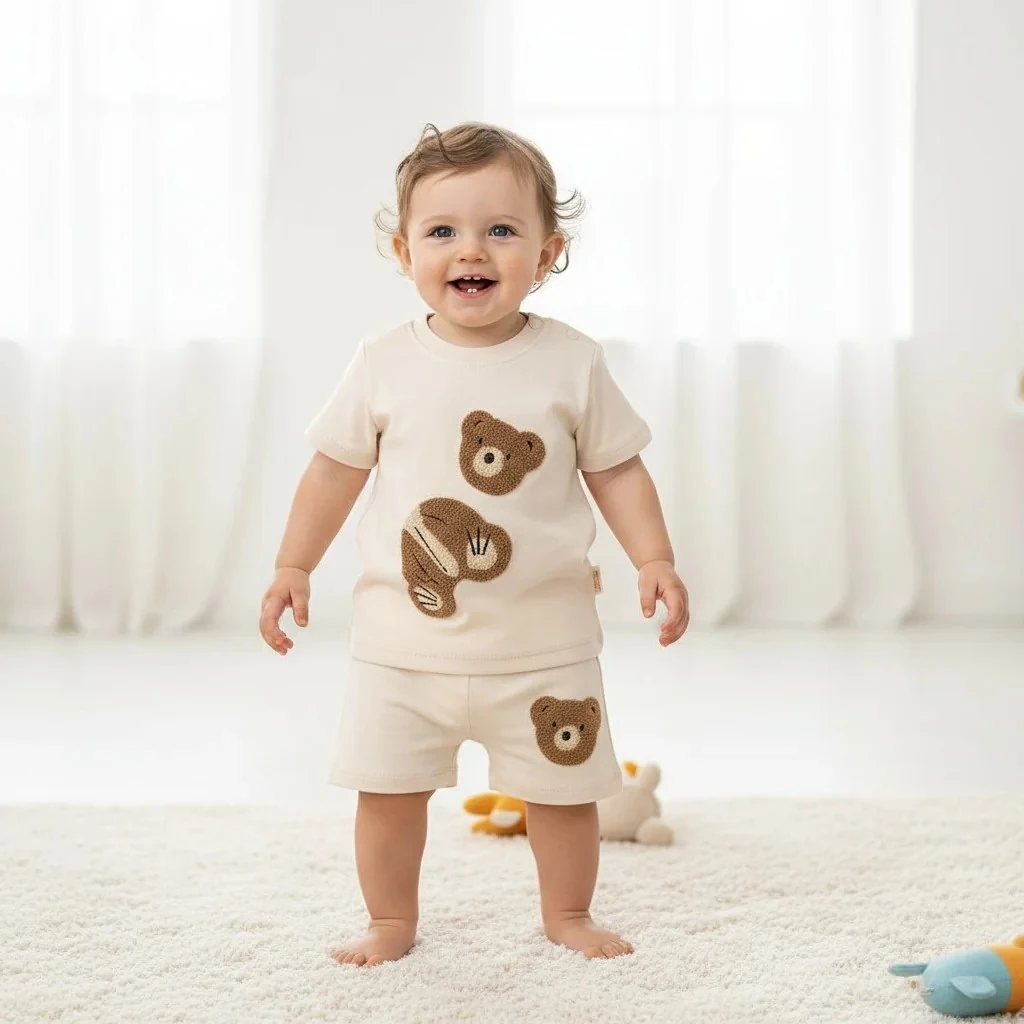 Süzeneli Şortlu Takım - Krem