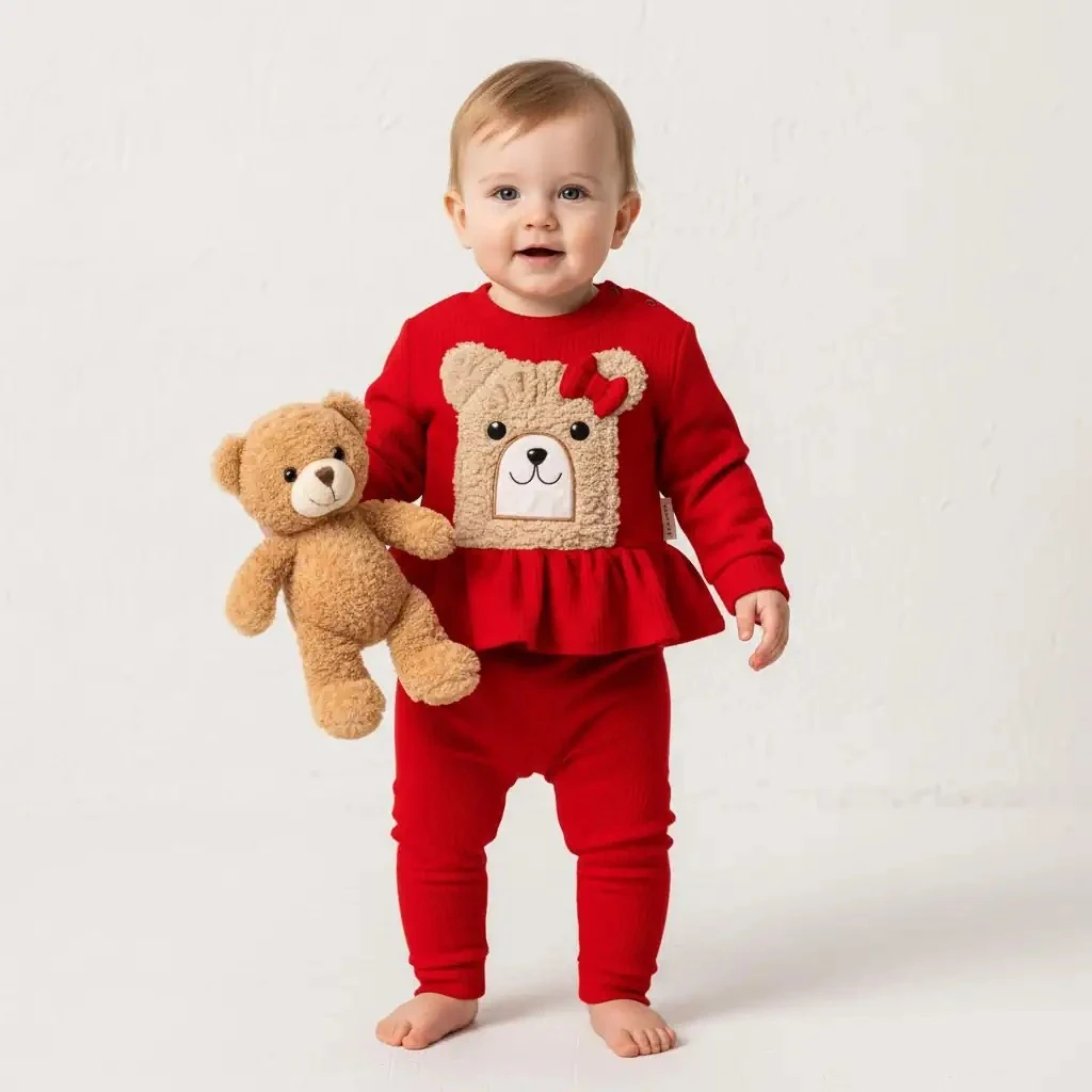 Kadife 2 li Takım - Kırmızı