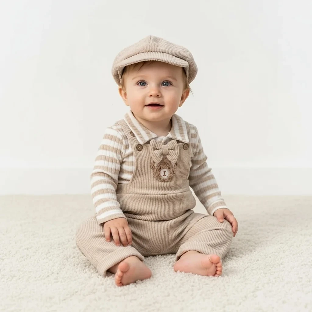 3 lü Salopet Takım - Bej