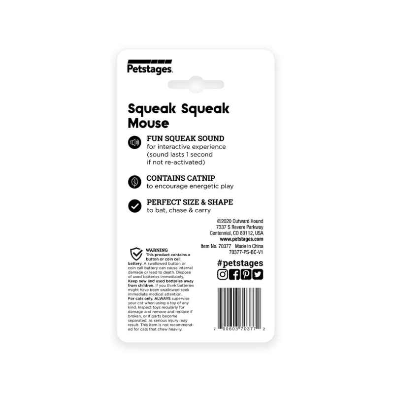 Petstages Squeak Squeak Mouse Catnip’li Sesli Fare Kedi Oyuncağı