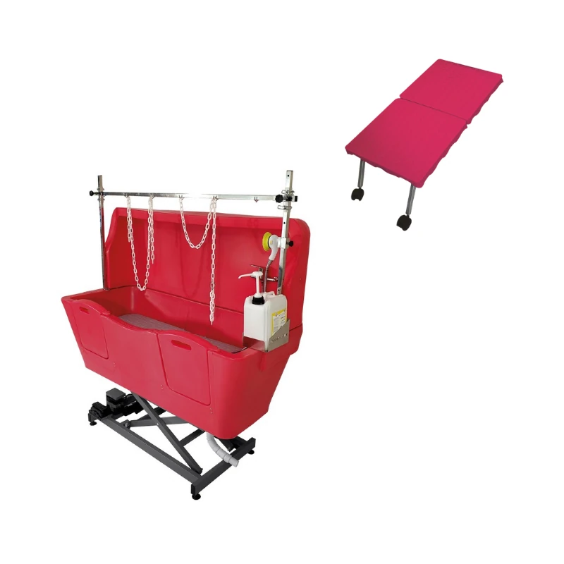 Evolutech Termoplastik Elektrikli Kedi ve Köpek Banyo Küveti Kırmızı (Rampalı)