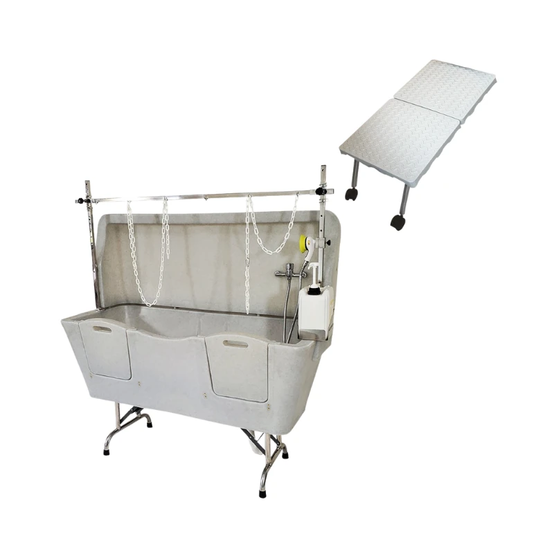 Evolutech Termoplastik Sabit Ayaklı Kedi ve Köpek Banyo Küveti Gri (Rampalı)