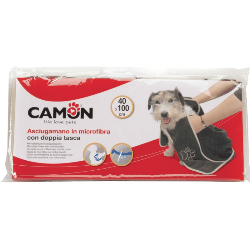 Camon Çift Cepli Mikrofiber Kedi/Köpek Havlusu (40 cm x 100 cm)