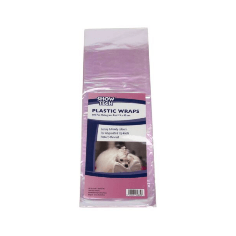 Show Tech Plastic Wraps Plastik Kedi Köpek Tüy Sarma Kağıdı Holografik Kırmızı 100’lü