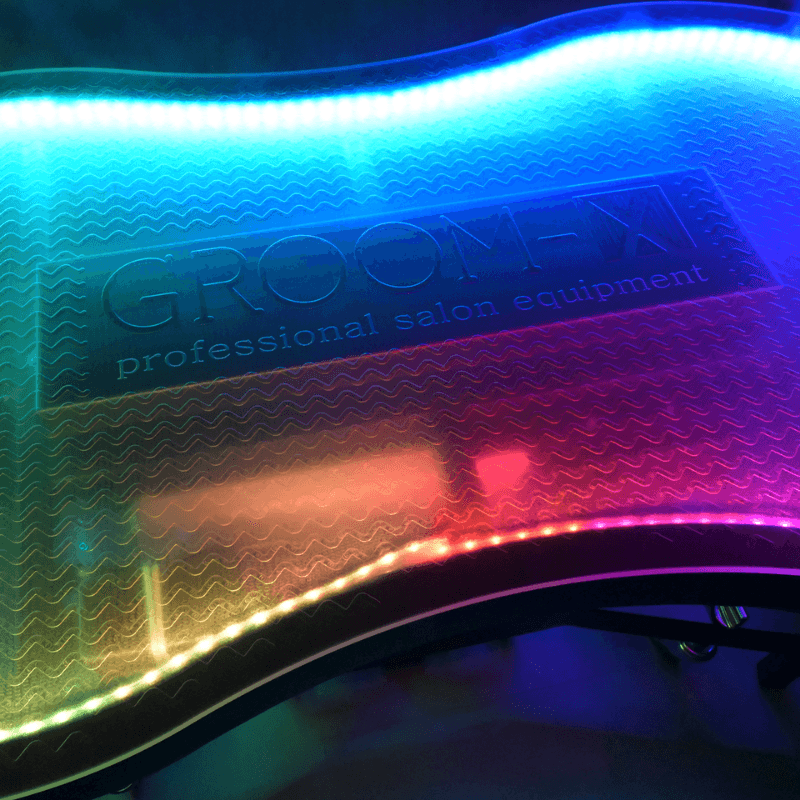 Groom-X Tournament Plus RGB Led Işıklı Elektrikli Tıraş Masası Siyah (120cm x 61cm)