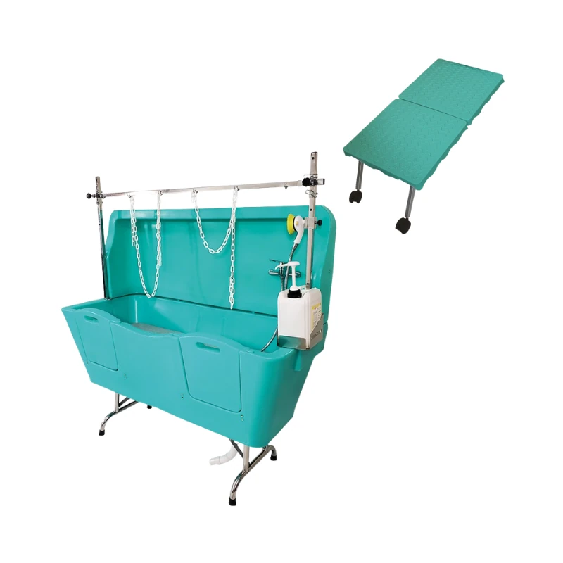 Evolutech Termoplastik Sabit Ayaklı Kedi ve Köpek Banyo Küveti Turkuaz (Rampalı)