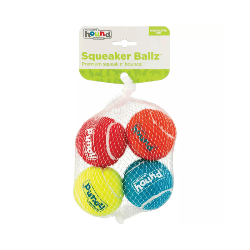 Outward Hound Squeaker Ballz Düdüklü Tenis Topu Köpek Oyuncağı 4'Lü xSmall