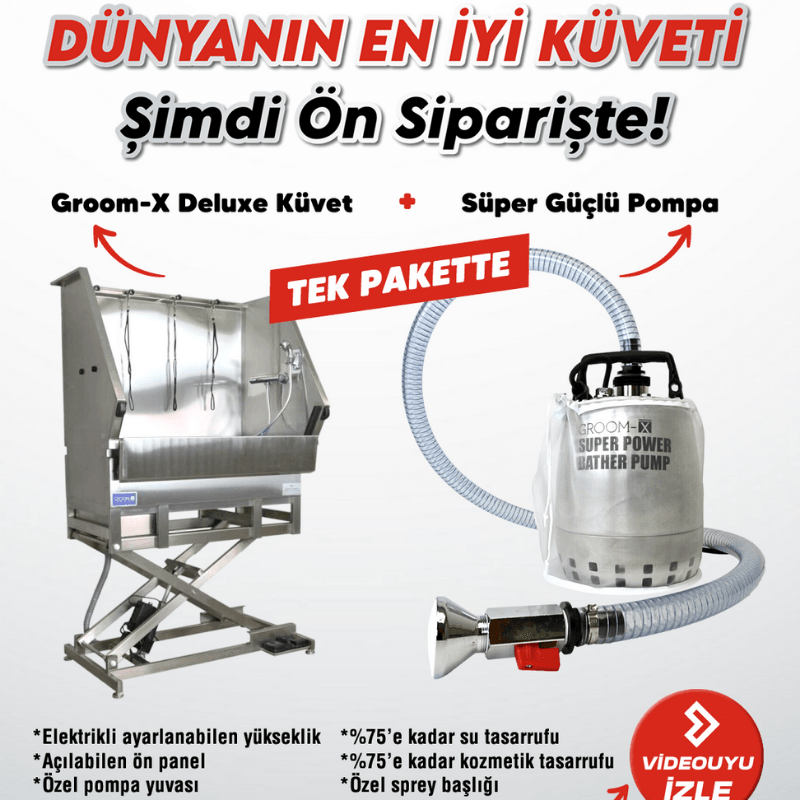 Groom-X Professional Deluxe Köpek Yıkama Ünitesi (Küvet + Pompa Seti)