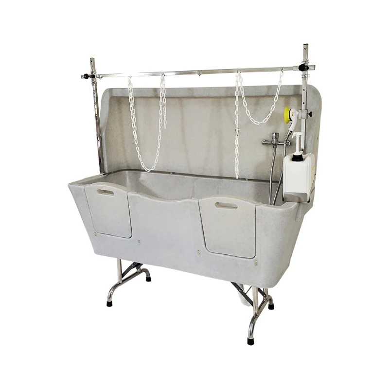 Evolutech Termoplastik Sabit Ayaklı Kedi ve Köpek Banyo Küveti Gri (Rampalı)