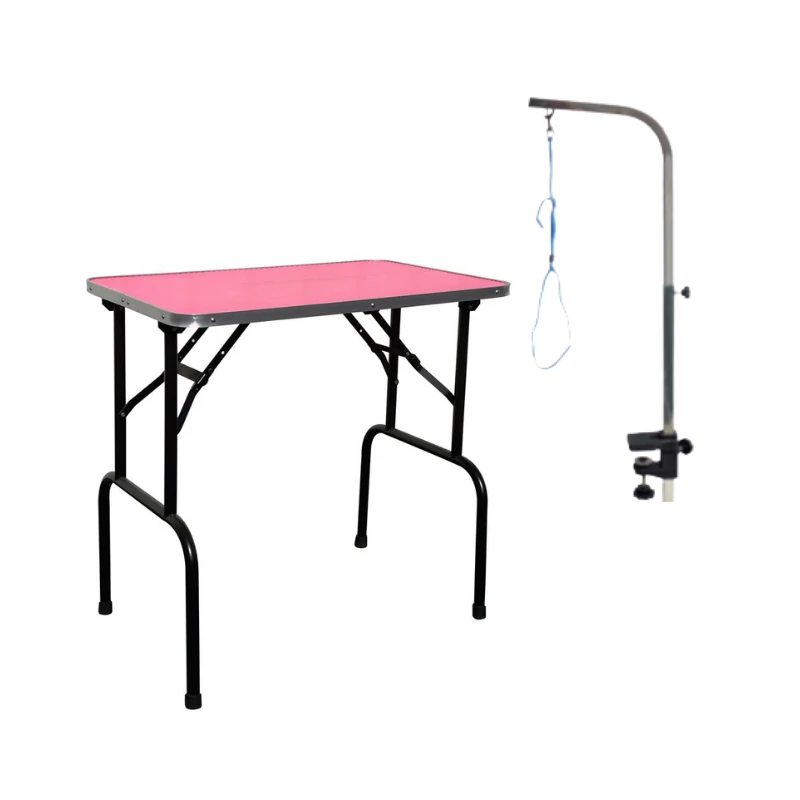 Evolutech Katlanabilir Pembe Taşınabilir Pet Kuaför Masası (76 cm x 46 cm)