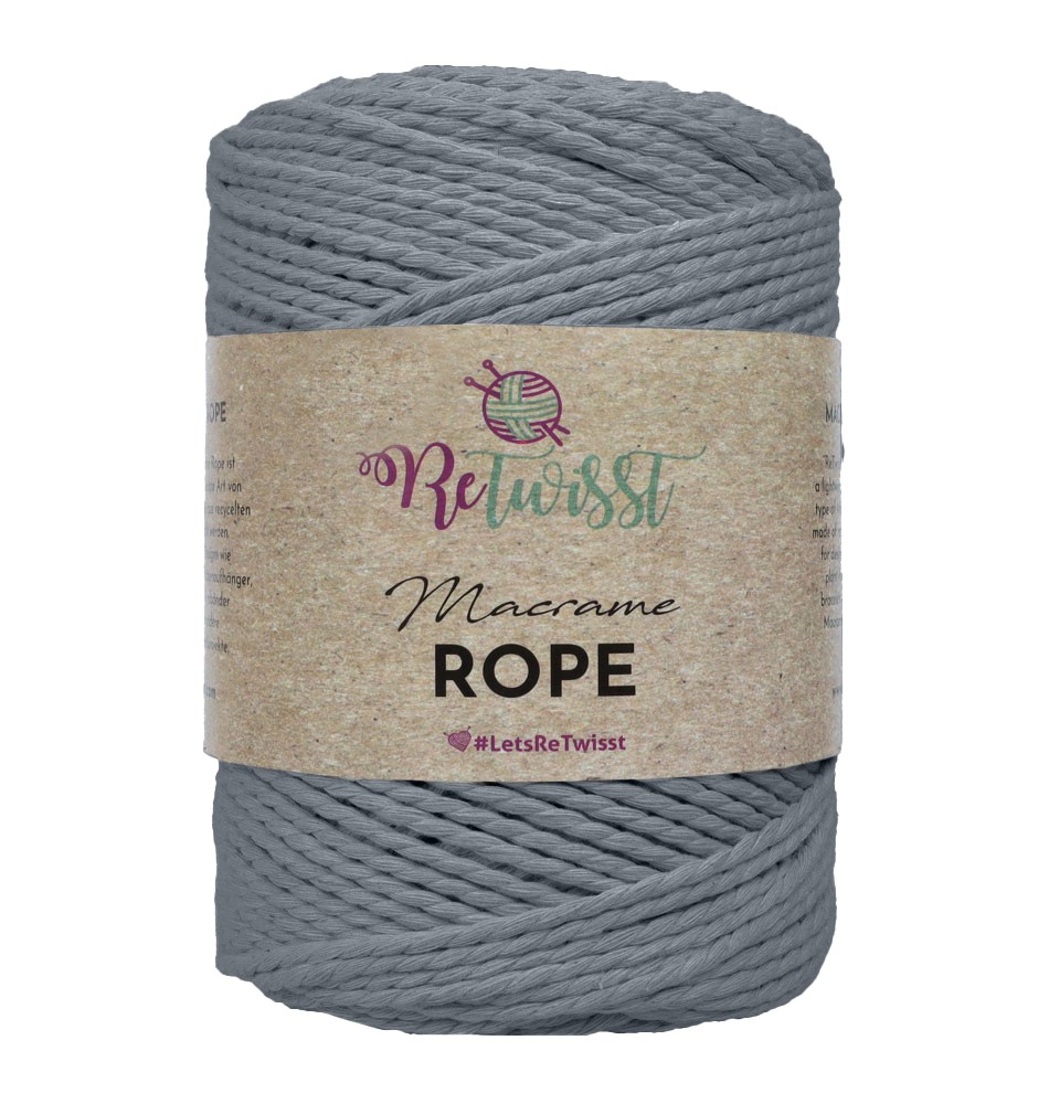 4MM  MAKRAMEE ROPE - SMOKED2 500GR