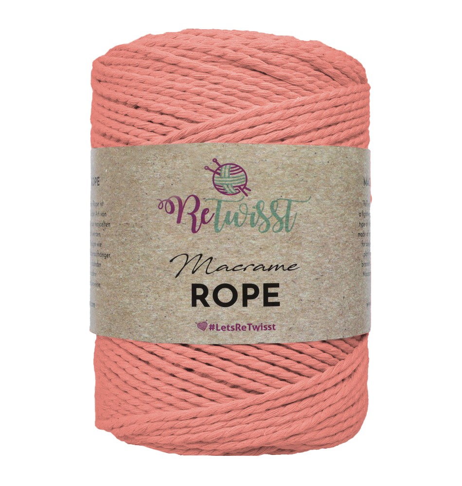 MACRAME ROPE 4MM - PINKISH ORANGE2 500GR