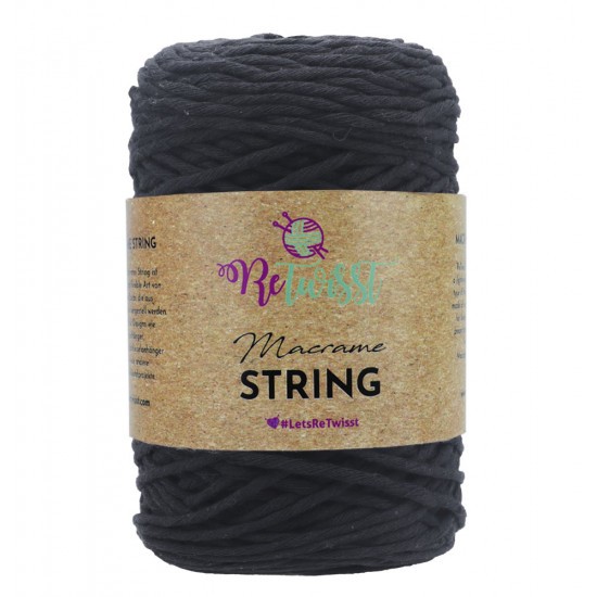 MACRAME STRING 2MM - BLACK 250GR