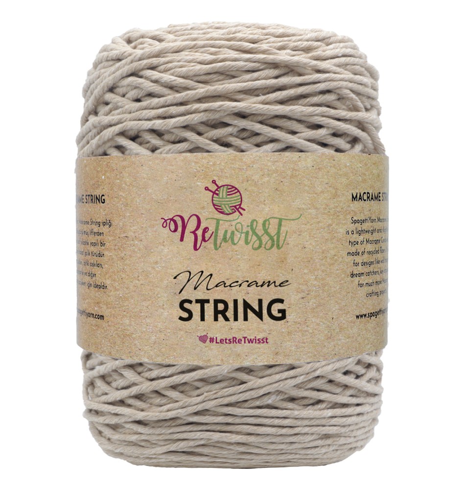 MACRAME STRING 2MM - LIGHT BEIGE 500GR