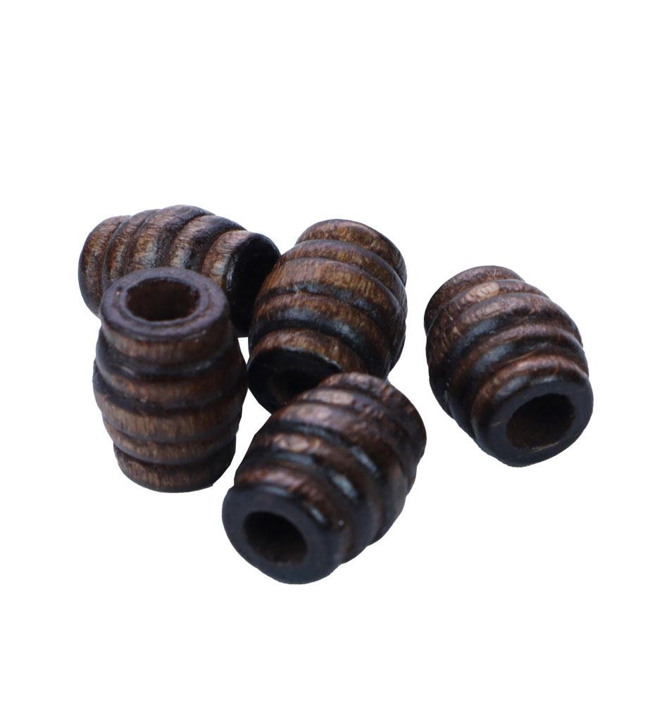 BROWN BEEHIVE 20MM WOODEN BEADS 5 PACK