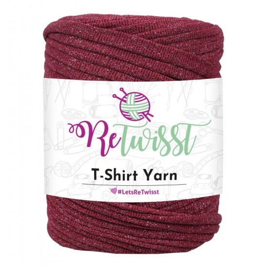 T-SHIRT YARN - MEDIUM PRINTED - SILVERY LINES RED COLOR
