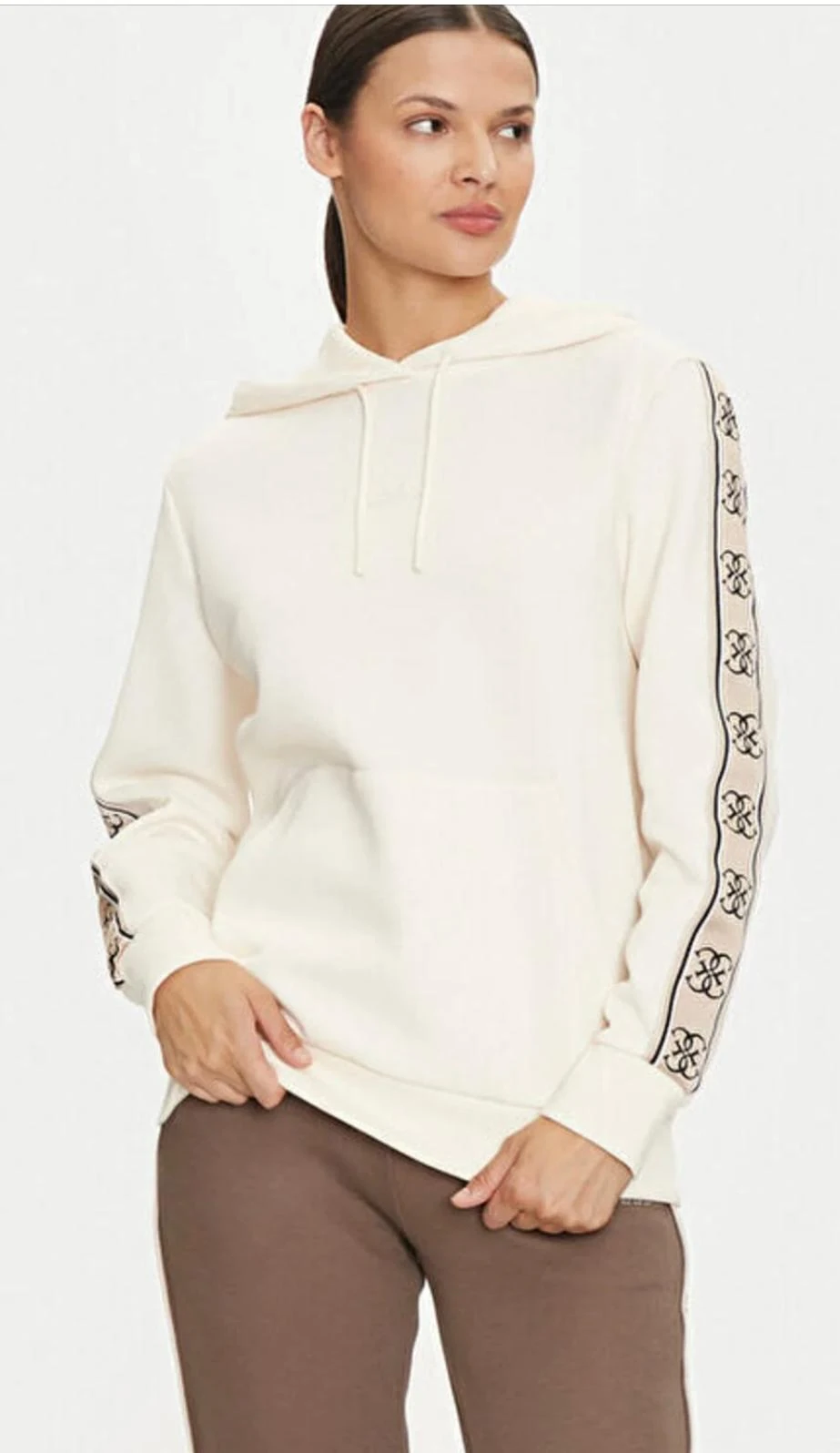 GUESS KAPÜŞONLU SWEAT - BEYAZ