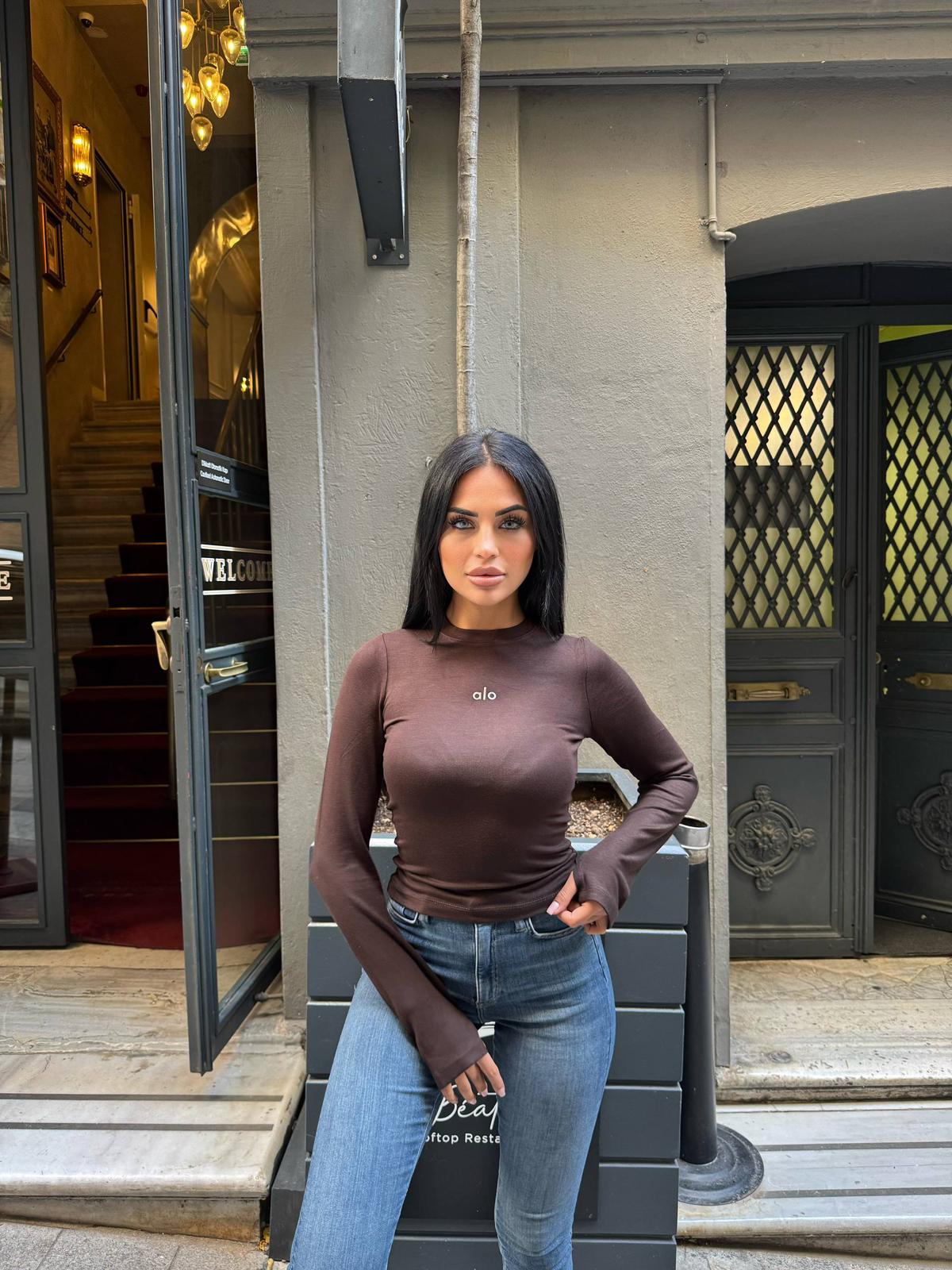 ALO PARMAK GEÇİRMELİ BODY - KAHVERENGİ