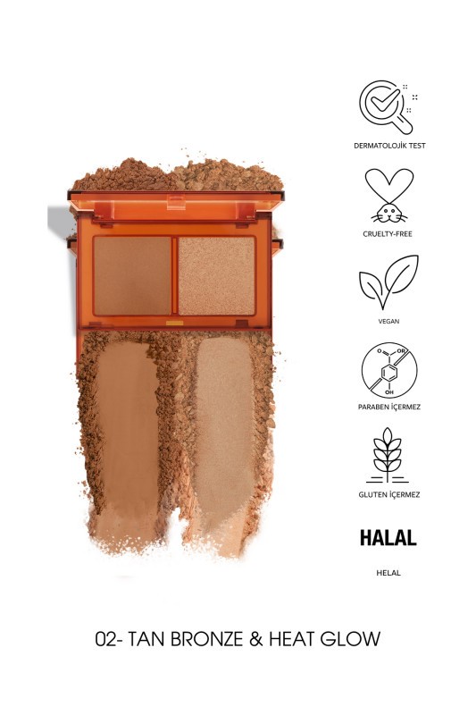 Pastel Bronzer &amp; Highlighter Set Sun Kissed - Bronzlaştırıcı ve Aydınlatıcı 02 Tan Bronze &amp; Heat Glow