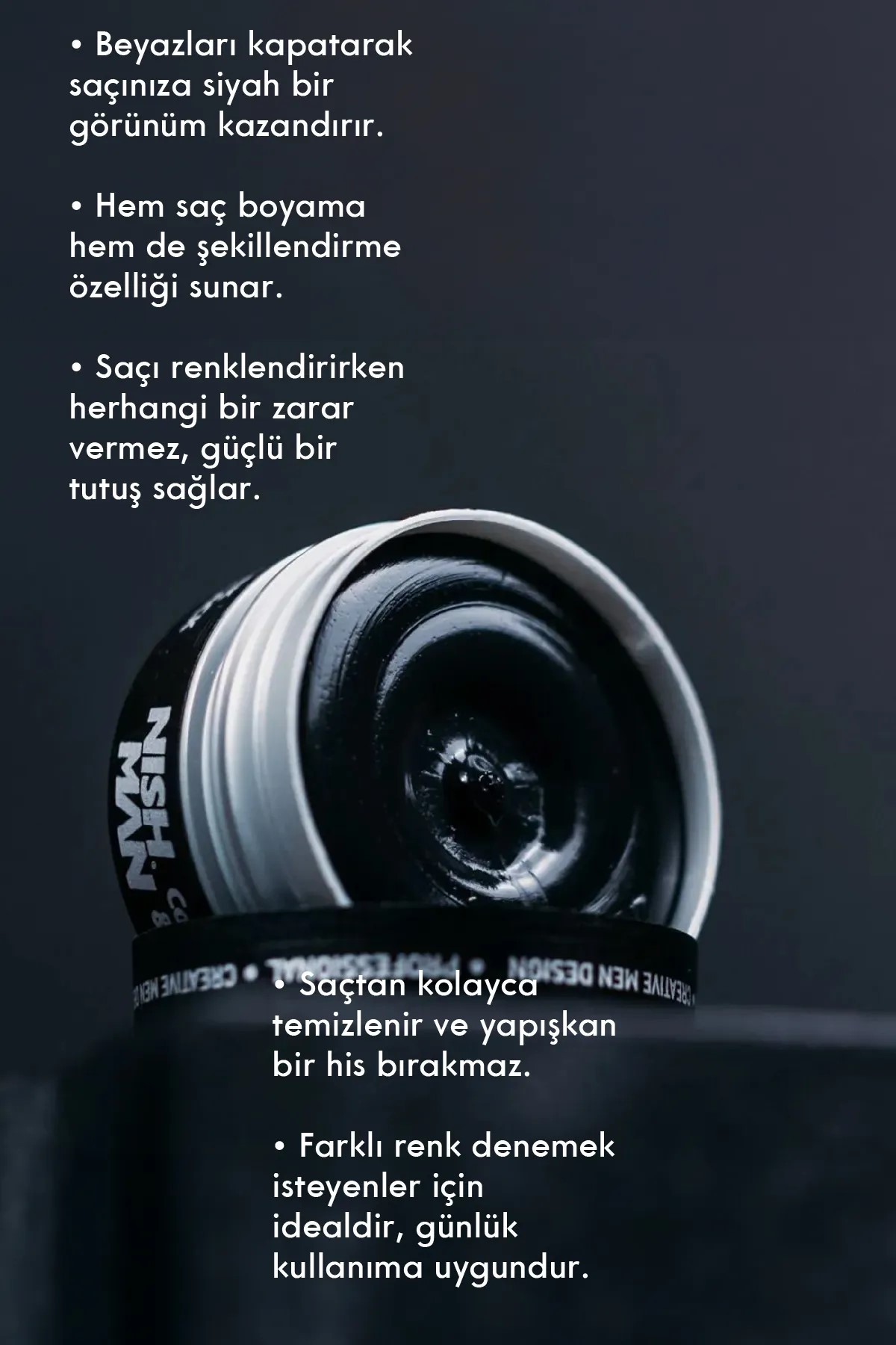 Nıshman C3 Saç Şekillendirici Siyah Wax Doğal Beyaz Kapama 100 Ml