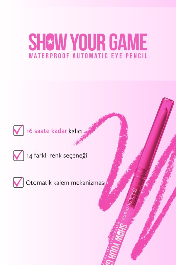 Show By Pastel Show Your Game Waterproof Gel Eye Pencil - Suya Dayanıklı Jel Göz Kalemi 408