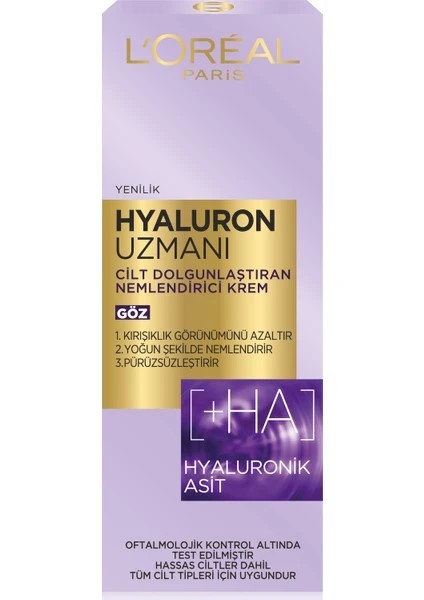 Loreal Paris Hyaluron Uzmanı Cilt Dolgunlaştıran Nemlendirici Göz Kremi 50ML