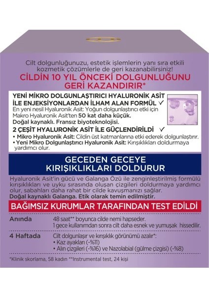 Loreal Paris Revitalift Filler Yoğun Dolgunlaştırıcı Yaşlanma Karşıtı Gece Kremi 50ml