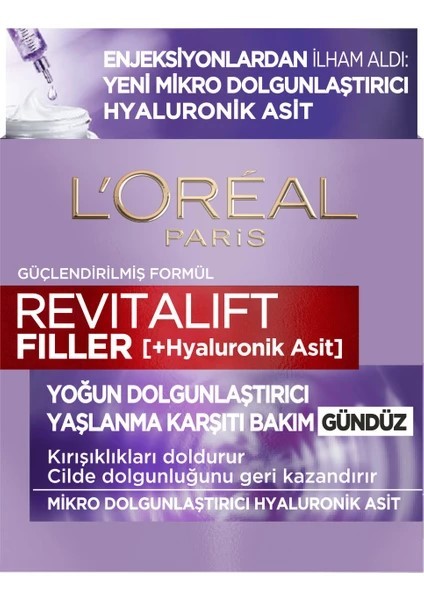 Loreal Paris Revitalift Filler Yoğun Dolgunlaştırıcı Yaşlanma Karşıtı Gündüz Kremi 50ml