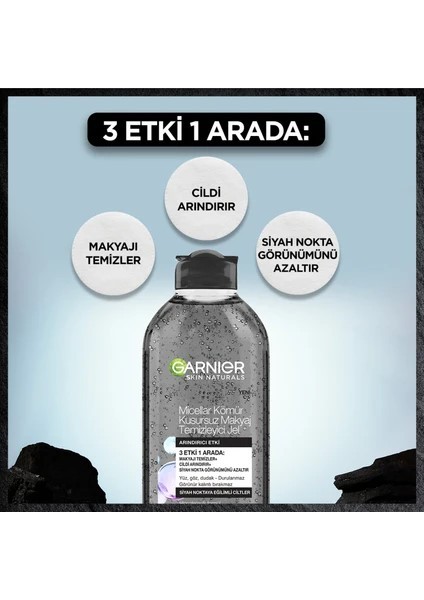 Garnier Micellar Kömür Kusursuz Makyaj Temizleyici Jel 400 ml