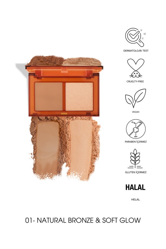 Pastel Bronzer &amp; Highlighter Set Sun Kissed - Bronzlaştırıcı ve Aydınlatıcı 01 Natural Bronze &amp; Soft Glow