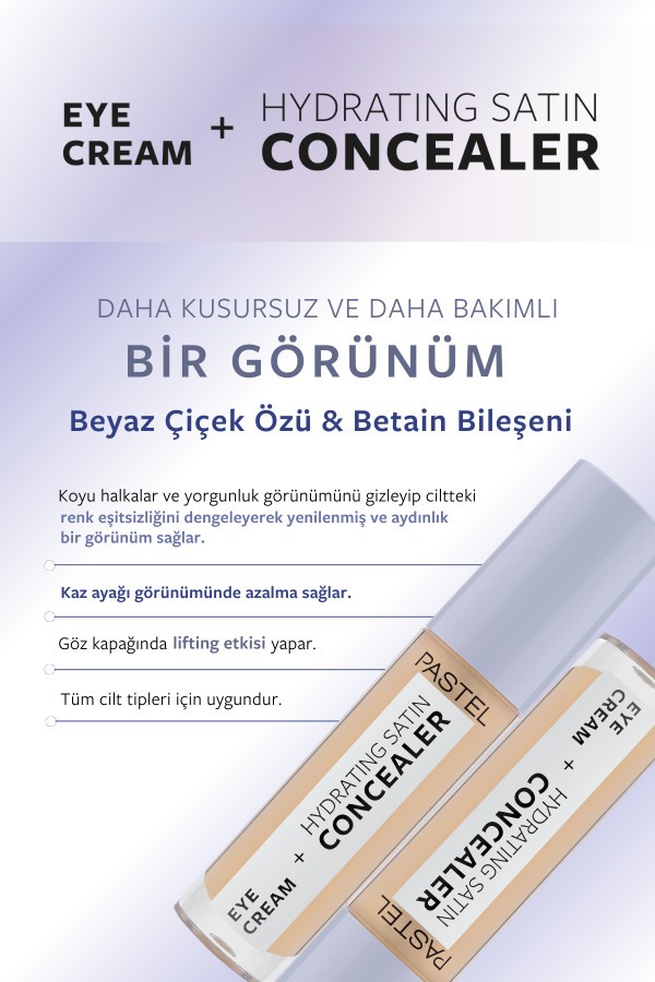 Pastel Eye Cream + Hydrating Satin Concealer - Göz kremi + Göz Altı Kapatıcısı 66 Deep Medium