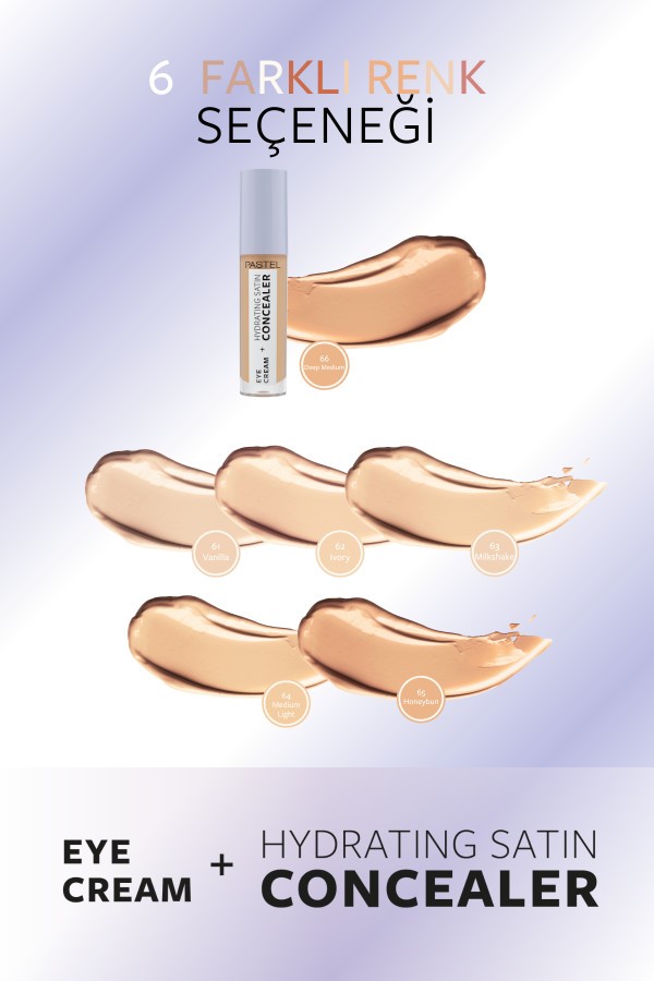 Pastel Eye Cream + Hydrating Satin Concealer - Göz kremi + Göz Altı Kapatıcısı 66 Deep Medium