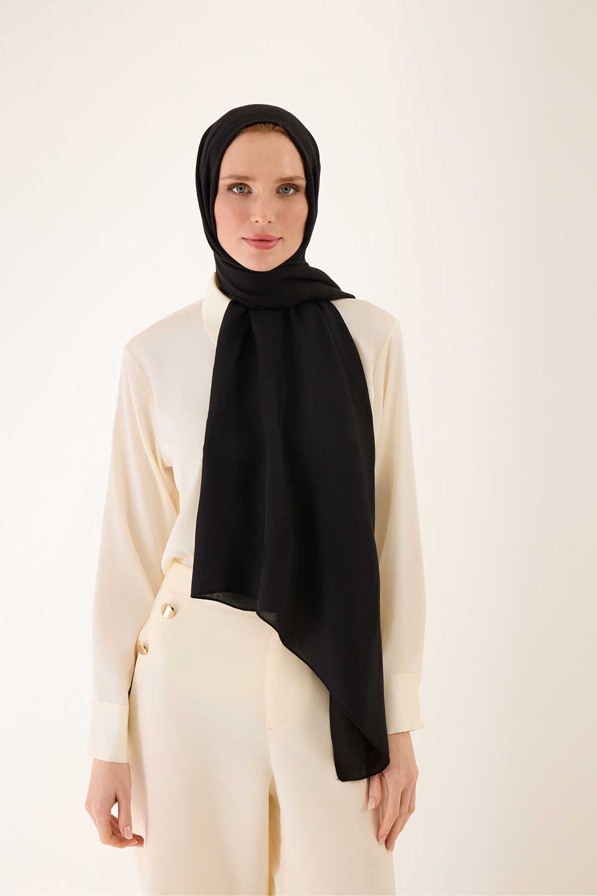İmannoor Şal Tencel Yün 25Y-İM-3038 - Siyah