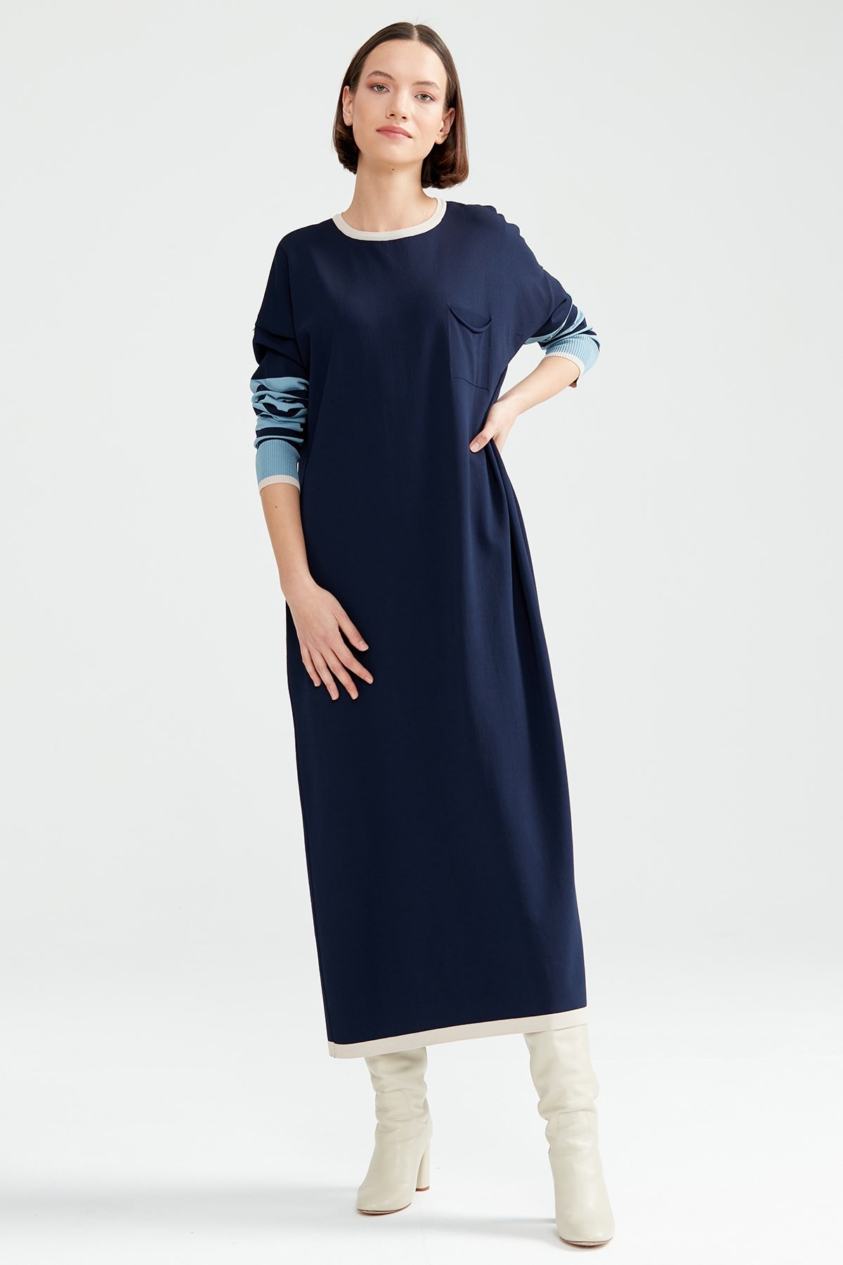 Tığ Triko Elbise 21021 - Lacivert