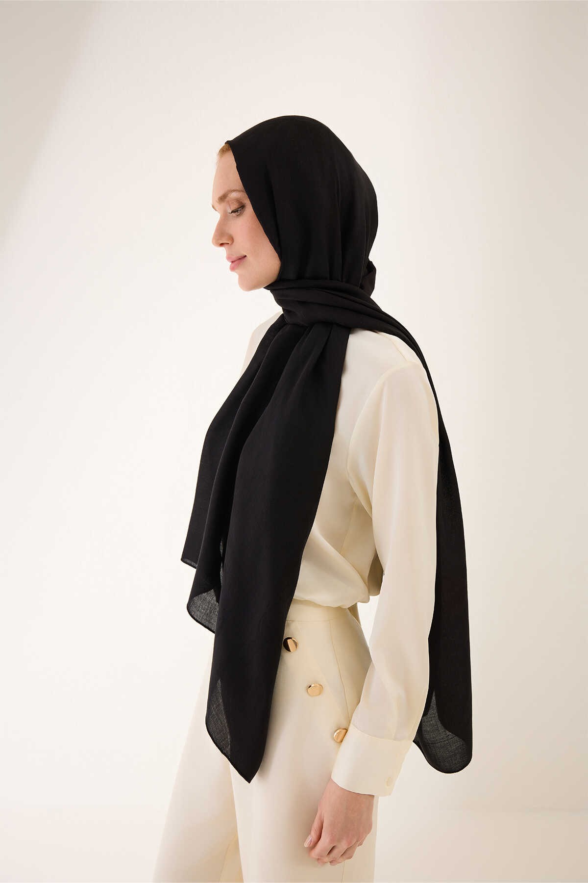 İmannoor Şal Tencel Yün 25Y-İM-3038 - Siyah