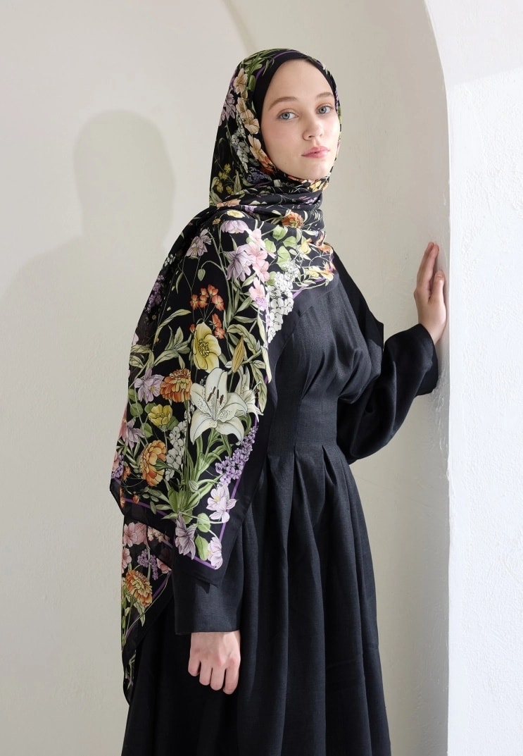 Freshscarf Şal Valentina Floş DSNS000049 - Siyah