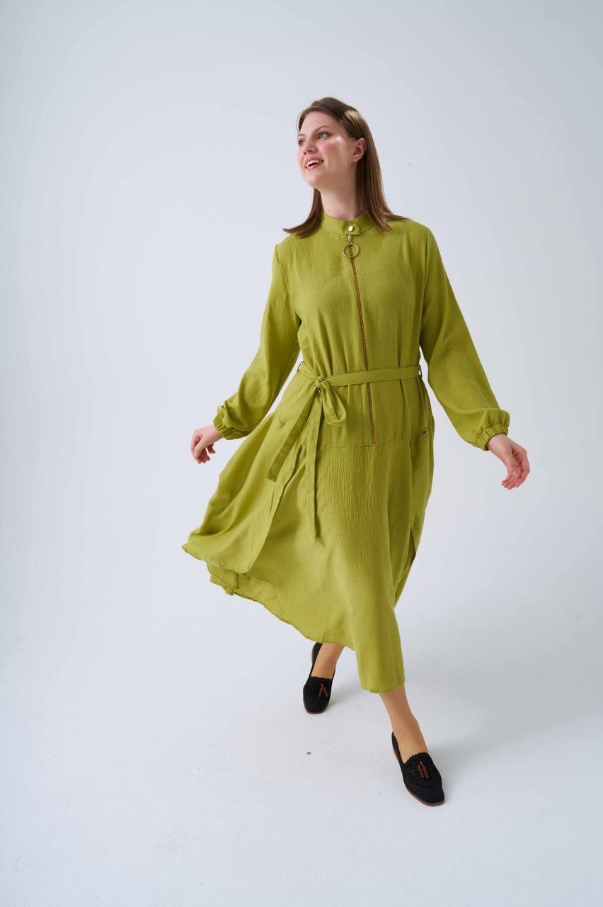 Niliwi Elbise 4013 - Yağ Yeşili
